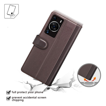 For Huawei P60 / P60 Pro Genuine Split Leather Case Cell Phone Wallet Stand Protective Cover