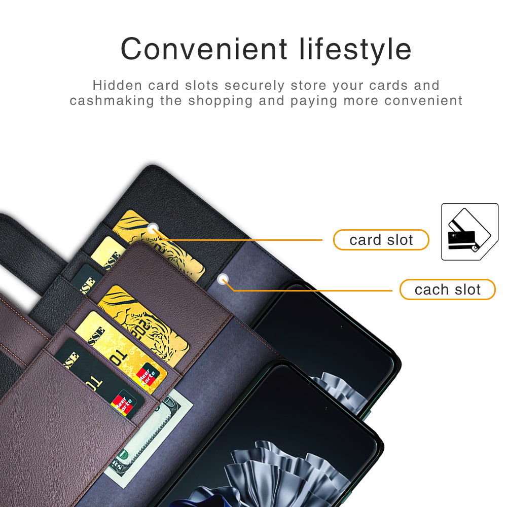 For Huawei P60 / P60 Pro Genuine Split Leather Case Cell Phone Wallet Stand Protective Cover
