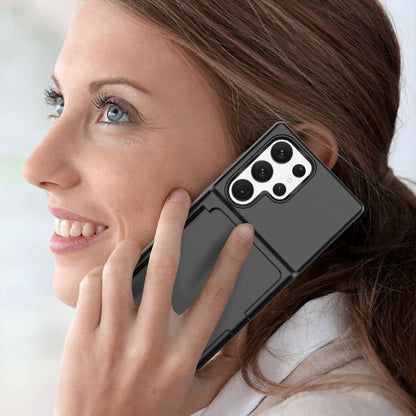 For Samsung Galaxy S23 Ultra Cardcase Series PC + TPU Phone Case Mirror Design Card Slots Kickstand Thickened Cover