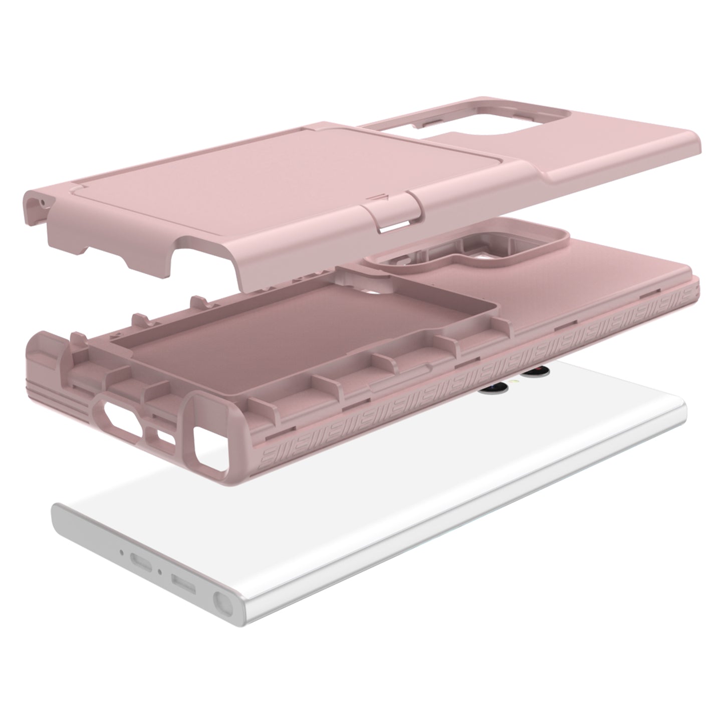 For Samsung Galaxy S23 Ultra Cardcase Series PC + TPU Phone Case Mirror Design Card Slots Kickstand Thickened Cover