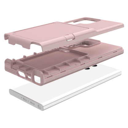 For Samsung Galaxy S23 Ultra Cardcase Series PC + TPU Phone Case Mirror Design Card Slots Kickstand Thickened Cover