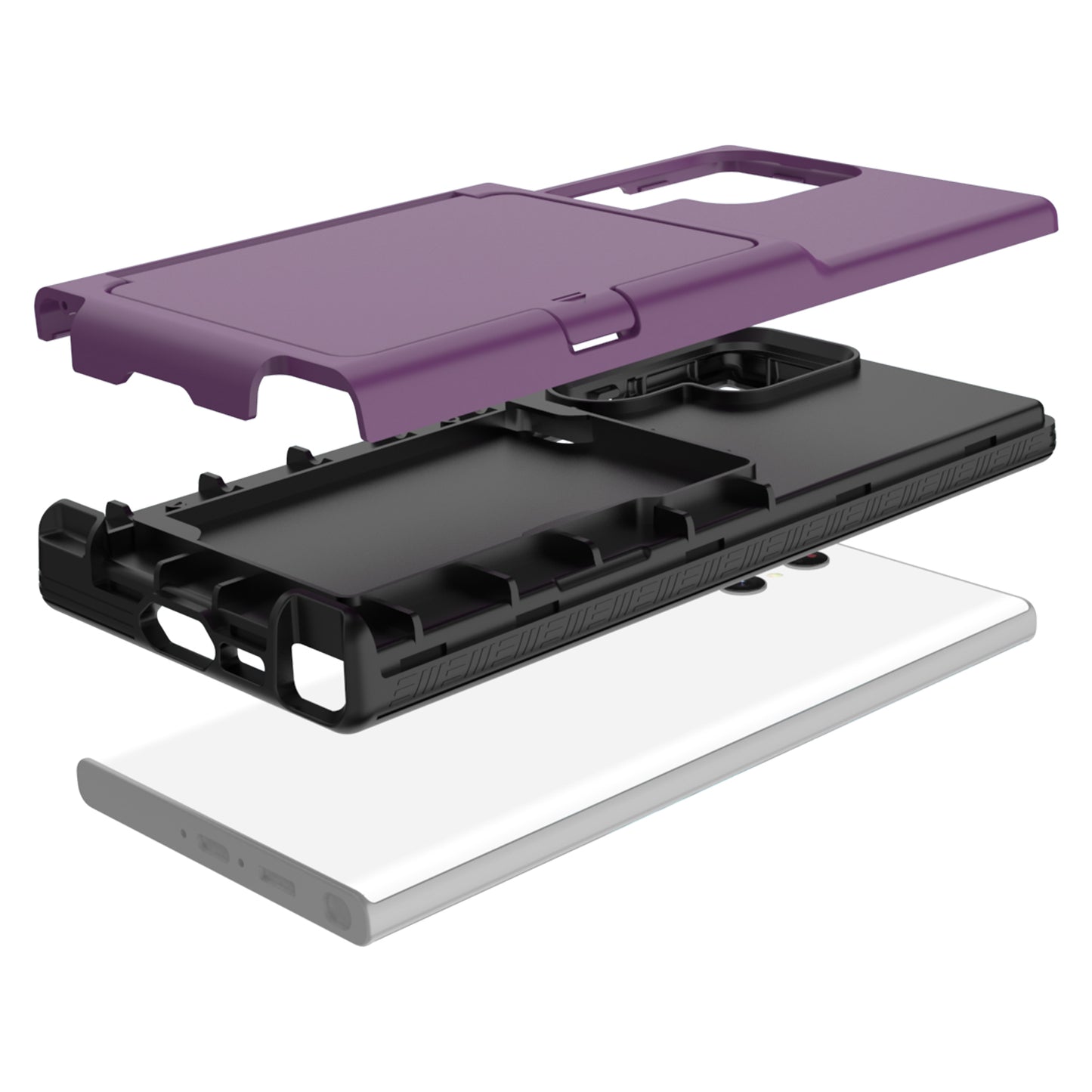 For Samsung Galaxy S23 Ultra Cardcase Series PC + TPU Phone Case Mirror Design Card Slots Kickstand Thickened Cover