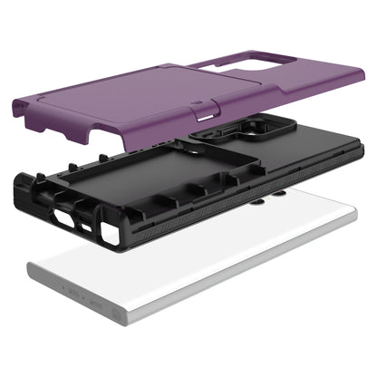 For Samsung Galaxy S23 Ultra Cardcase Series PC + TPU Phone Case Mirror Design Card Slots Kickstand Thickened Cover