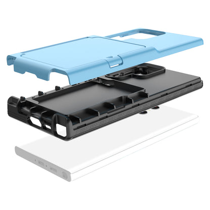 For Samsung Galaxy S23 Ultra Cardcase Series PC + TPU Phone Case Mirror Design Card Slots Kickstand Thickened Cover