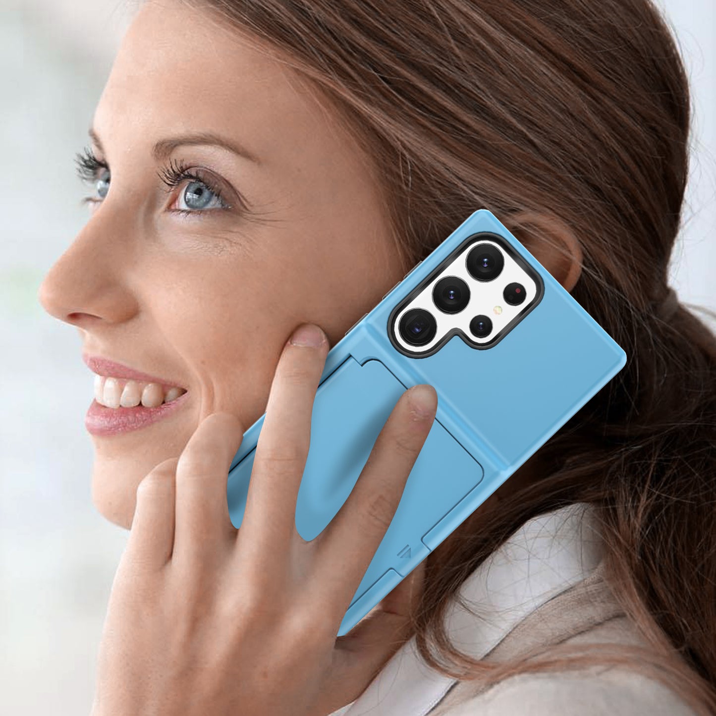 For Samsung Galaxy S23 Ultra Cardcase Series PC + TPU Phone Case Mirror Design Card Slots Kickstand Thickened Cover