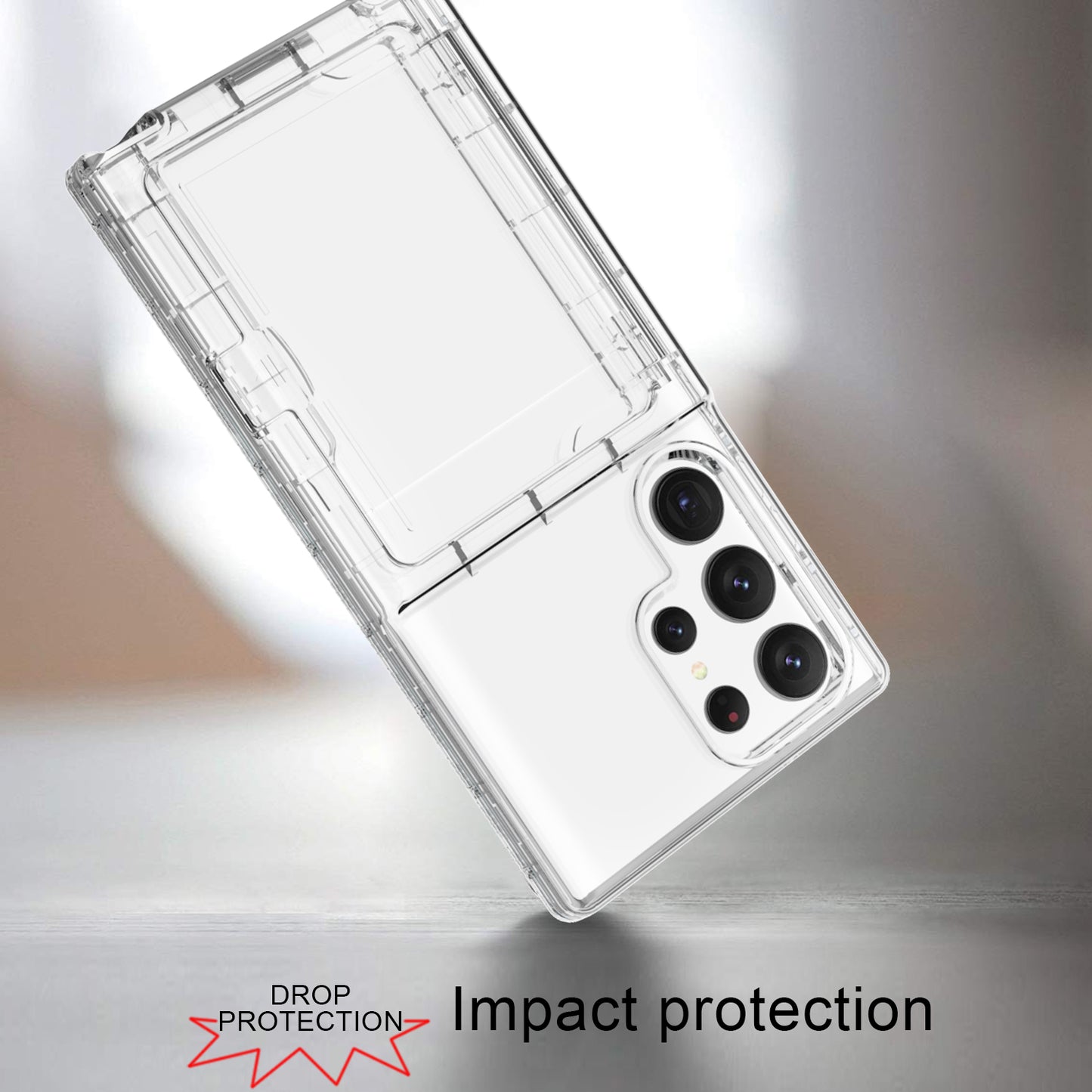 For Samsung Galaxy S23 Ultra Cardcase Series PC + TPU Phone Case Mirror Design Card Slots Kickstand Thickened Cover