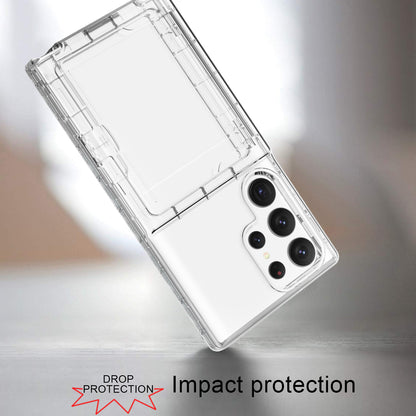 For Samsung Galaxy S23 Ultra Cardcase Series PC + TPU Phone Case Mirror Design Card Slots Kickstand Thickened Cover