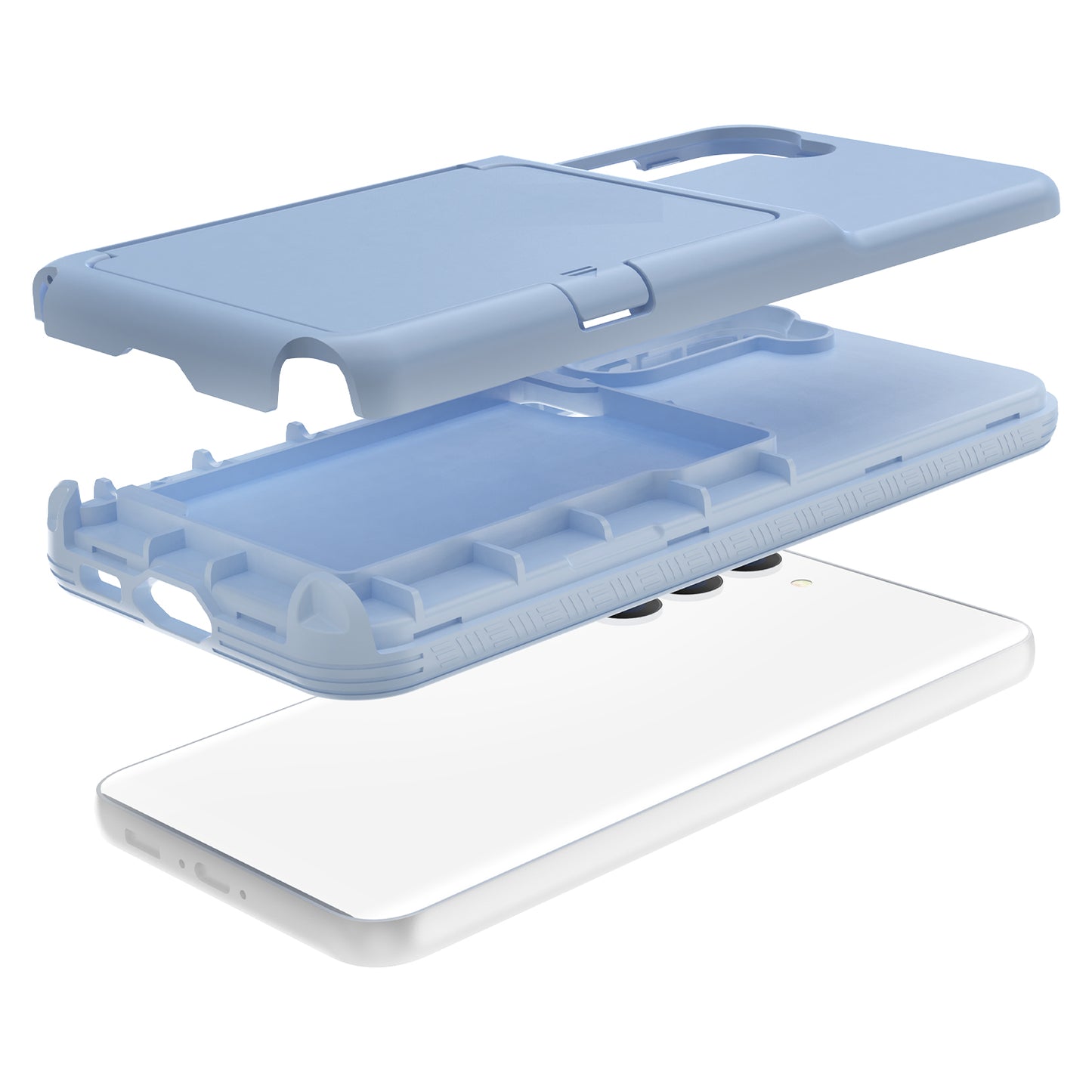 For Samsung Galaxy S23 Cardcase Series Card Holder Thick Phone Case Kickstand Mirror Function PC + TPU Cover