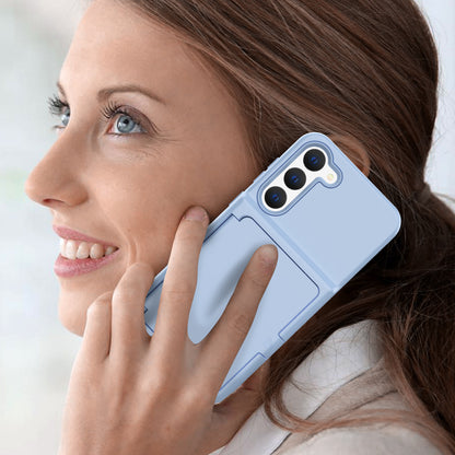 For Samsung Galaxy S23 Cardcase Series Card Holder Thick Phone Case Kickstand Mirror Function PC + TPU Cover