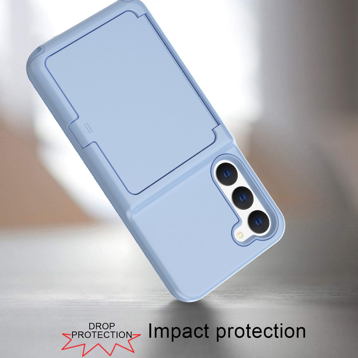 For Samsung Galaxy S23 Cardcase Series Card Holder Thick Phone Case Kickstand Mirror Function PC + TPU Cover