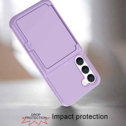 For Samsung Galaxy S23 Cardcase Series Card Holder Thick Phone Case Kickstand Mirror Function PC + TPU Cover