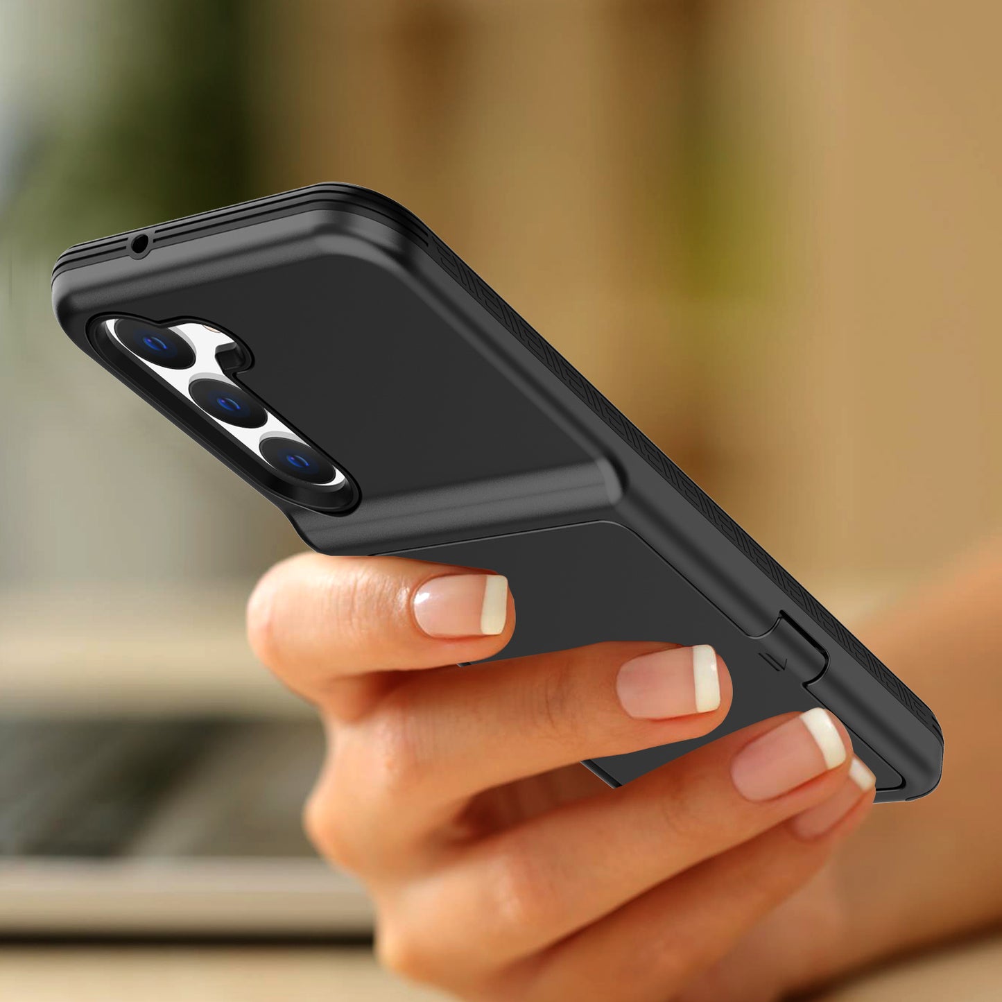 For Samsung Galaxy S23+ Cardcase Series Mirror Function Phone Case Kickstand Card Holder Thickened Phone Cover