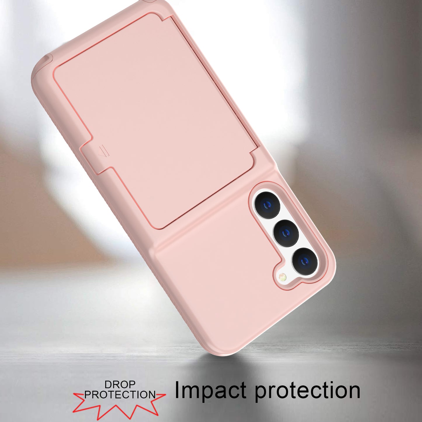 For Samsung Galaxy S23+ Cardcase Series Mirror Function Phone Case Kickstand Card Holder Thickened Phone Cover