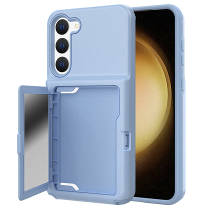 For Samsung Galaxy S23+ Cardcase Series Mirror Function Phone Case Kickstand Card Holder Thickened Phone Cover