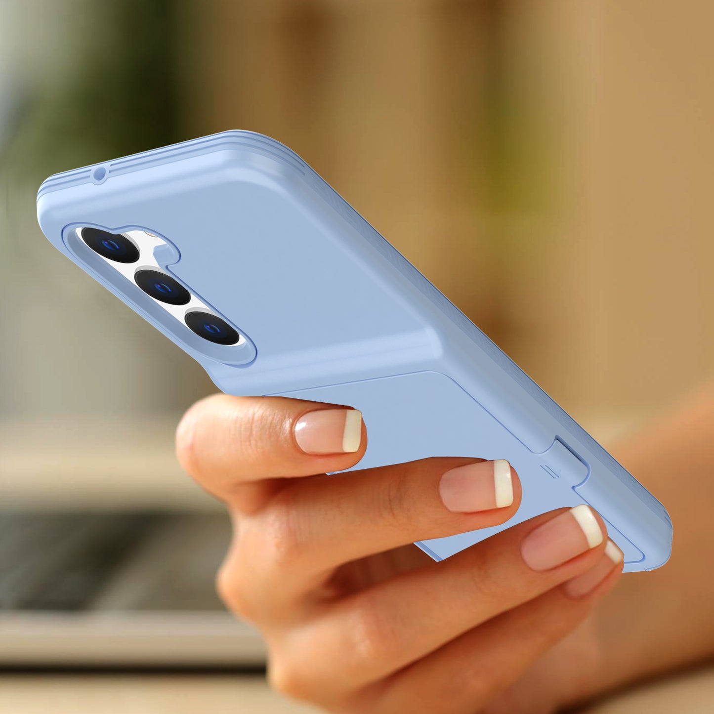 For Samsung Galaxy S23+ Cardcase Series Mirror Function Phone Case Kickstand Card Holder Thickened Phone Cover