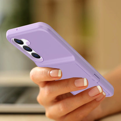 For Samsung Galaxy S23+ Cardcase Series Mirror Function Phone Case Kickstand Card Holder Thickened Phone Cover