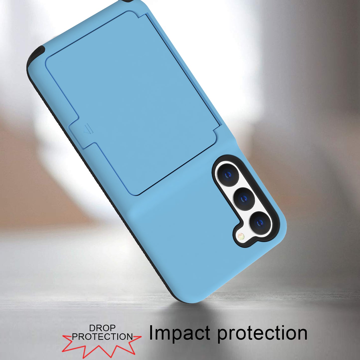 For Samsung Galaxy S23+ Cardcase Series Mirror Function Phone Case Kickstand Card Holder Thickened Phone Cover