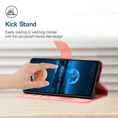 HT05 For Samsung Galaxy S22 5G PU Leather Imprinted Line Phone Case Wallet Stand Skin-touch Protective Cover