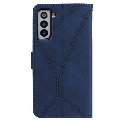 HT05 For Samsung Galaxy S22 5G PU Leather Imprinted Line Phone Case Wallet Stand Skin-touch Protective Cover
