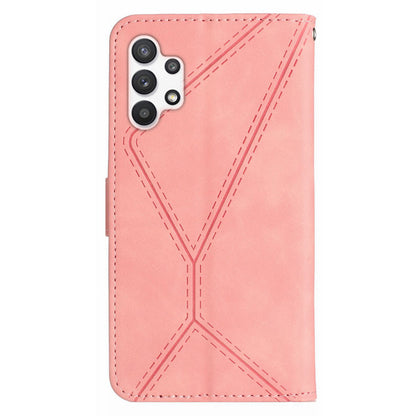 HT05 Wallet Case for Samsung Galaxy A32 5G / M32 5G , Skin-touch Leather Imprinted Line Stand Phone Cover