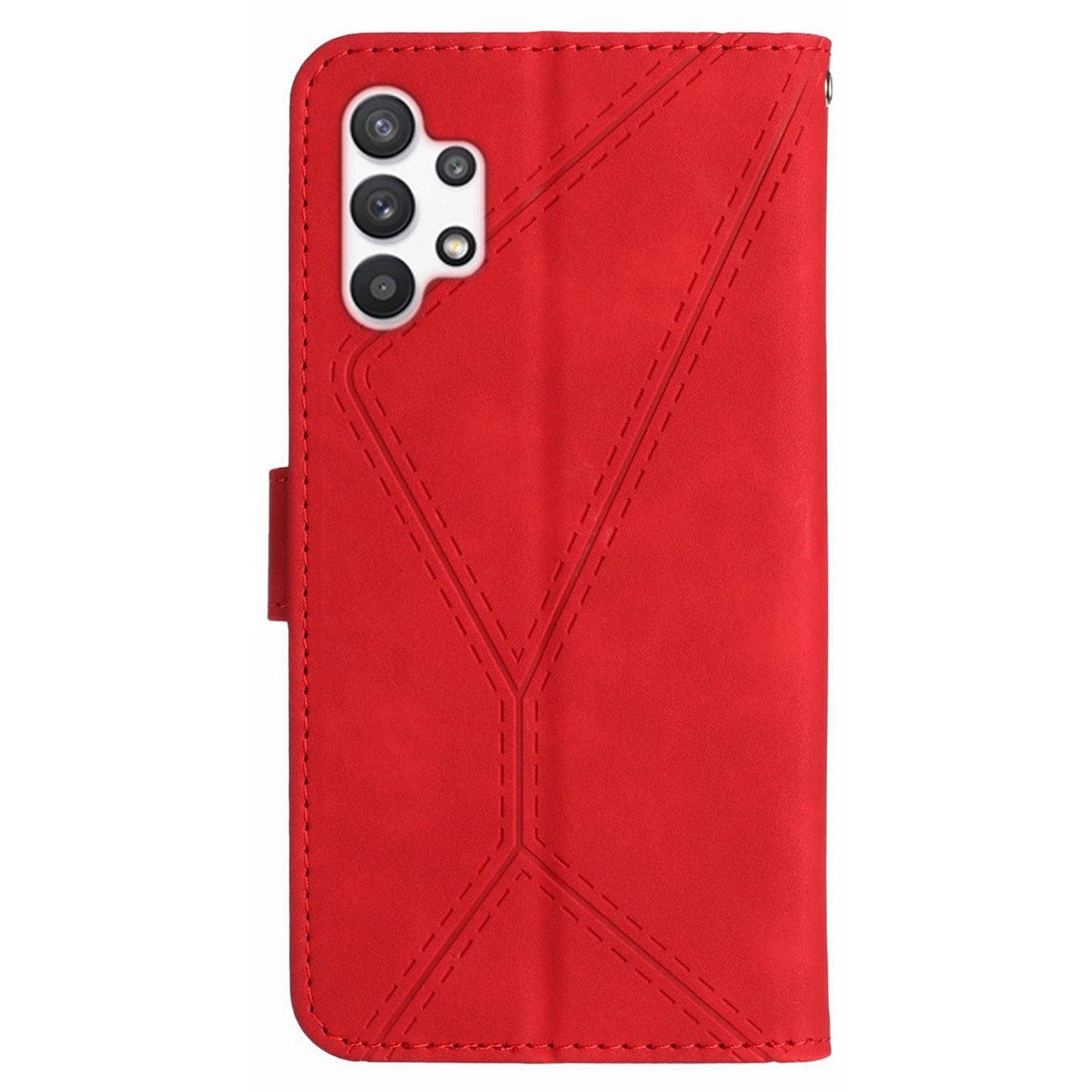 HT05 Wallet Case for Samsung Galaxy A32 5G / M32 5G , Skin-touch Leather Imprinted Line Stand Phone Cover