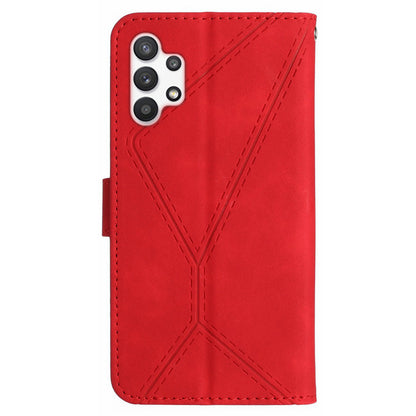 HT05 Wallet Case for Samsung Galaxy A32 5G / M32 5G , Skin-touch Leather Imprinted Line Stand Phone Cover