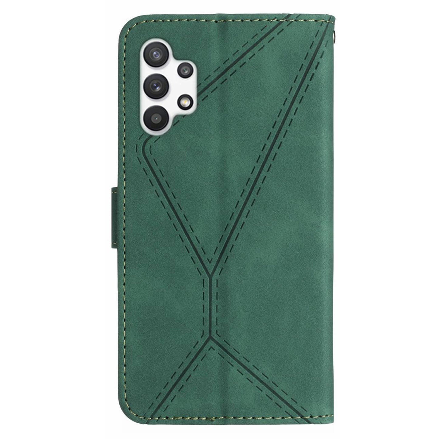 HT05 Wallet Case for Samsung Galaxy A32 5G / M32 5G , Skin-touch Leather Imprinted Line Stand Phone Cover