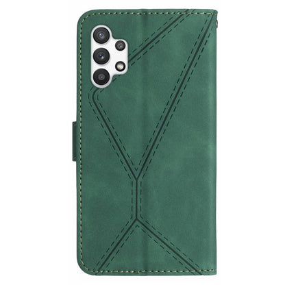 HT05 Wallet Case for Samsung Galaxy A32 5G / M32 5G , Skin-touch Leather Imprinted Line Stand Phone Cover