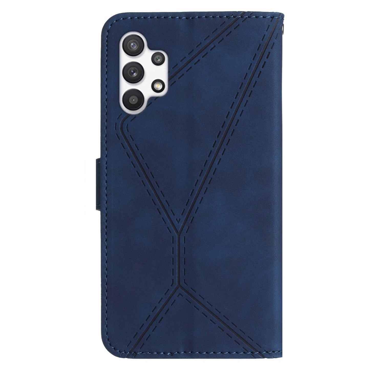 HT05 Wallet Case for Samsung Galaxy A32 5G / M32 5G , Skin-touch Leather Imprinted Line Stand Phone Cover