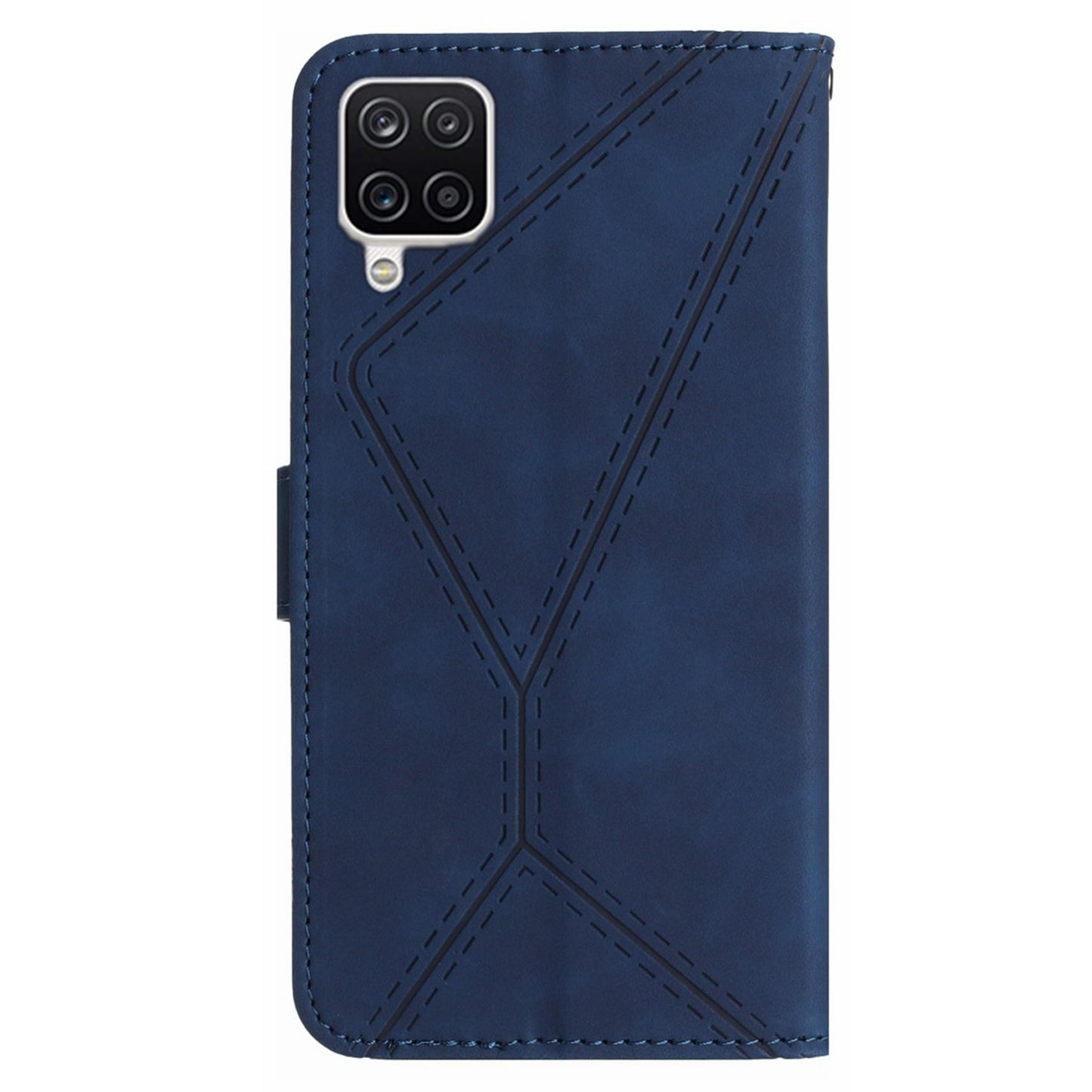 HT05 For Samsung Galaxy A22 4G (EU Version) PU Leather Stand Cover Skin-touch Imprinted Line Wallet Phone Case