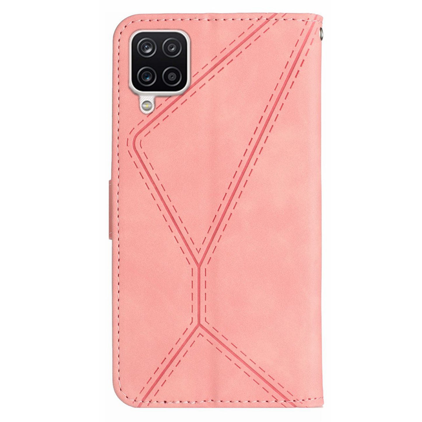 HT05 For Samsung Galaxy A22 4G (EU Version) PU Leather Stand Cover Skin-touch Imprinted Line Wallet Phone Case