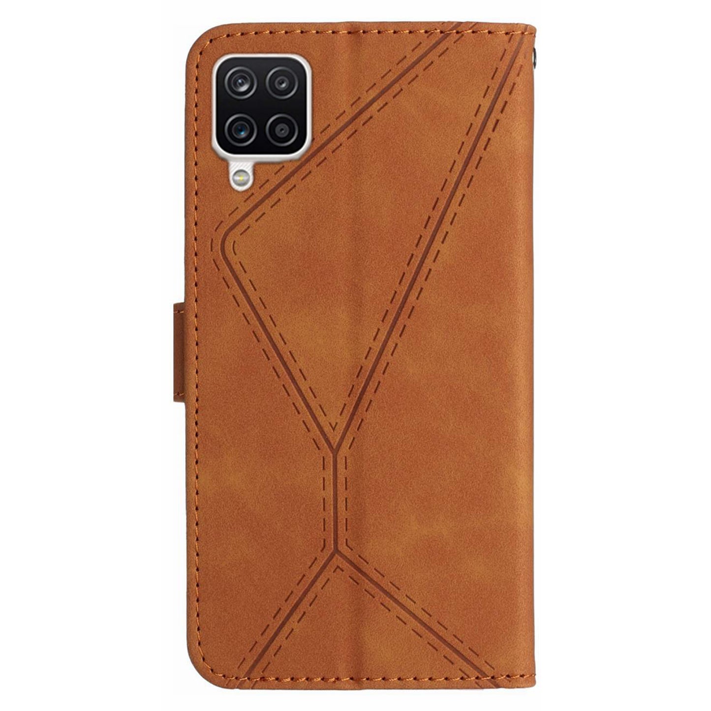 HT05 For Samsung Galaxy A22 4G (EU Version) PU Leather Stand Cover Skin-touch Imprinted Line Wallet Phone Case