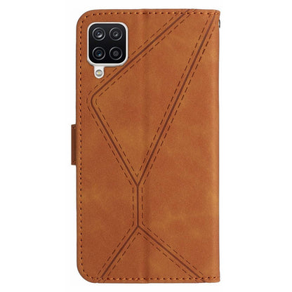 HT05 For Samsung Galaxy A22 4G (EU Version) PU Leather Stand Cover Skin-touch Imprinted Line Wallet Phone Case