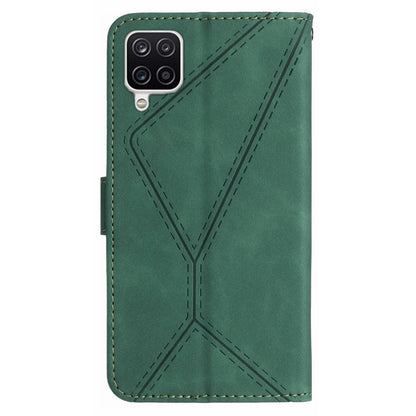 HT05 For Samsung Galaxy A22 4G (EU Version) PU Leather Stand Cover Skin-touch Imprinted Line Wallet Phone Case