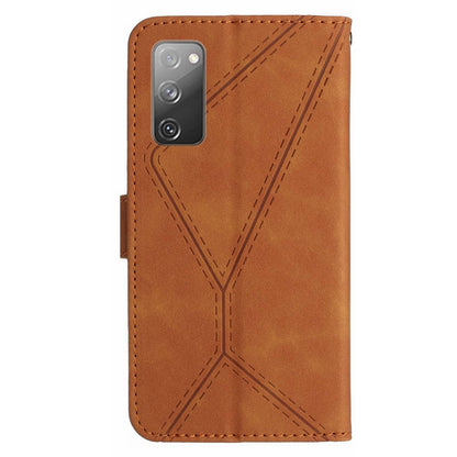 HT05 Flip Wallet Phone Case for Samsung Galaxy S20 FE / S20 FE 5G / S20 FE 2022 / S20 Lite , PU Leather Skin-touch Imprinted Line Stand Cover