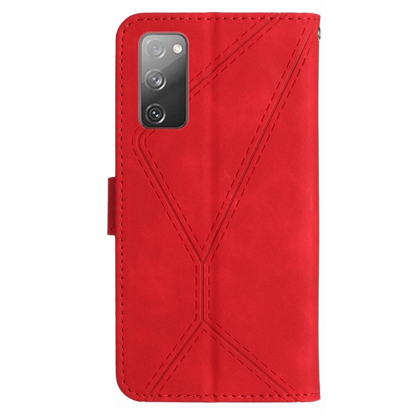 HT05 Flip Wallet Phone Case for Samsung Galaxy S20 FE / S20 FE 5G / S20 FE 2022 / S20 Lite , PU Leather Skin-touch Imprinted Line Stand Cover