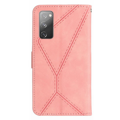 HT05 Flip Wallet Phone Case for Samsung Galaxy S20 FE / S20 FE 5G / S20 FE 2022 / S20 Lite , PU Leather Skin-touch Imprinted Line Stand Cover