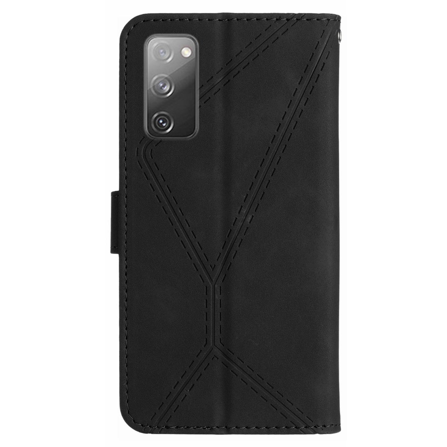 HT05 Flip Wallet Phone Case for Samsung Galaxy S20 FE / S20 FE 5G / S20 FE 2022 / S20 Lite , PU Leather Skin-touch Imprinted Line Stand Cover