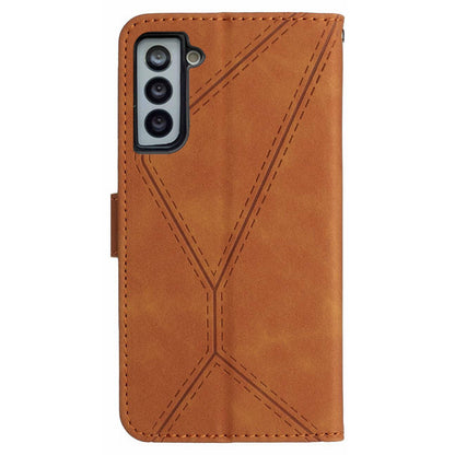 HT05 For Samsung Galaxy S22+ 5G Imprinted Line Leather Case Skin-touch Wallet Phone Stand Cover
