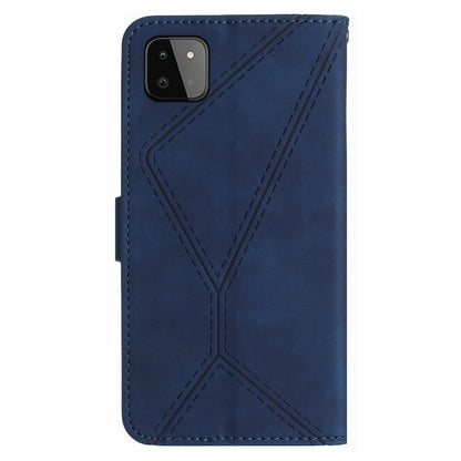 HT05 Skin-touch Phone Case for Samsung Galaxy A22 5G (EU Version) Imprinted Line Wallet Stand Leather Cover