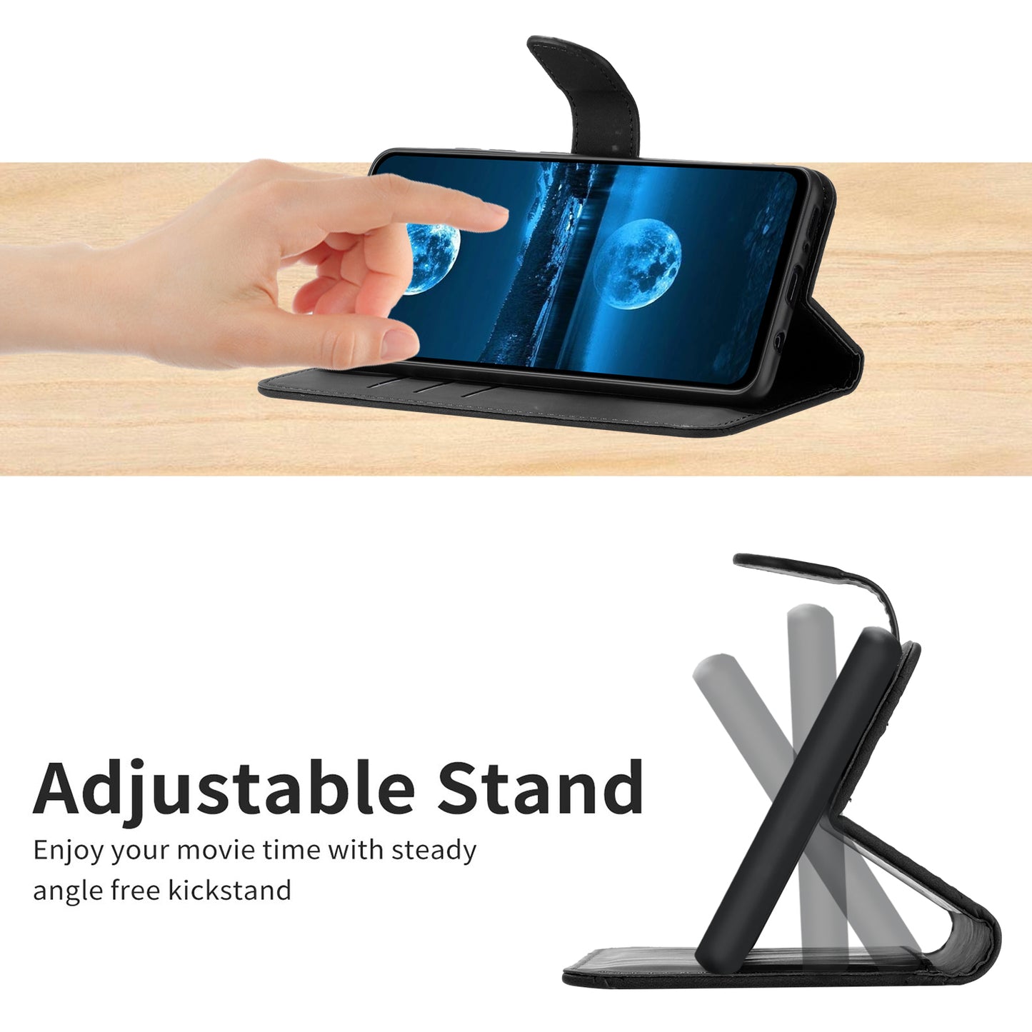 HT05 Stand Case for Samsung Galaxy S21 FE 5G Imprinted Line Wallet Skin-touch PU Leather Cover