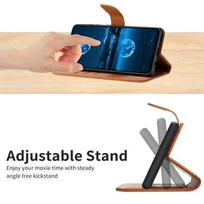 HT05 For Samsung Galaxy A12 / M12 / F12 Imprinted Line Wallet Stand Skin-touch PU Leather Phone Case