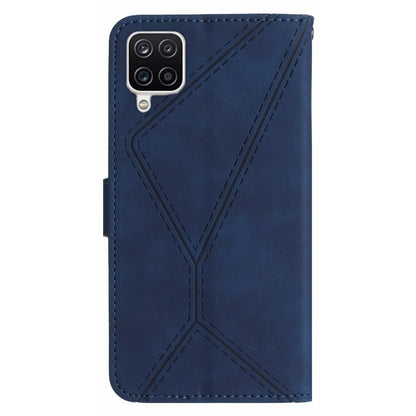 HT05 For Samsung Galaxy A12 / M12 / F12 Imprinted Line Wallet Stand Skin-touch PU Leather Phone Case