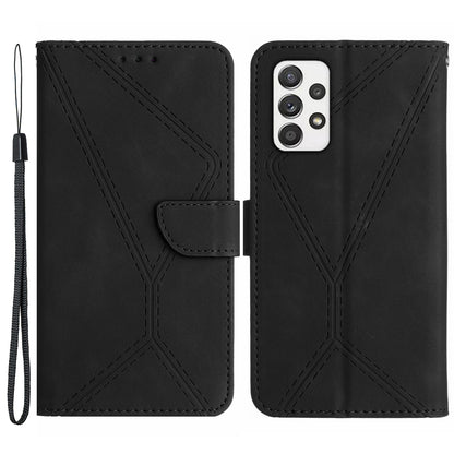 HT05 For Samsung Galaxy A33 5G Cell Phone Wallet Stand Case Imprinted Line Leather Phone Cover