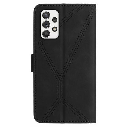 HT05 For Samsung Galaxy A33 5G Cell Phone Wallet Stand Case Imprinted Line Leather Phone Cover