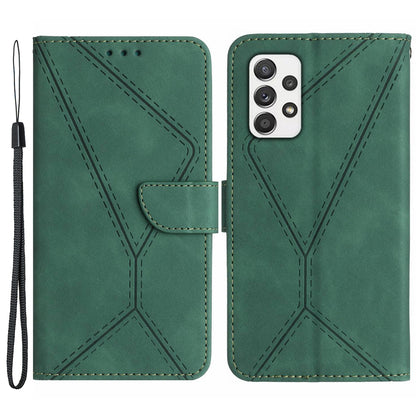 HT05 For Samsung Galaxy A33 5G Cell Phone Wallet Stand Case Imprinted Line Leather Phone Cover