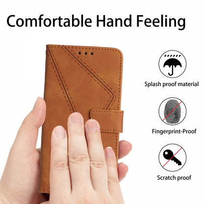 HT05 For Samsung Galaxy A33 5G Cell Phone Wallet Stand Case Imprinted Line Leather Phone Cover