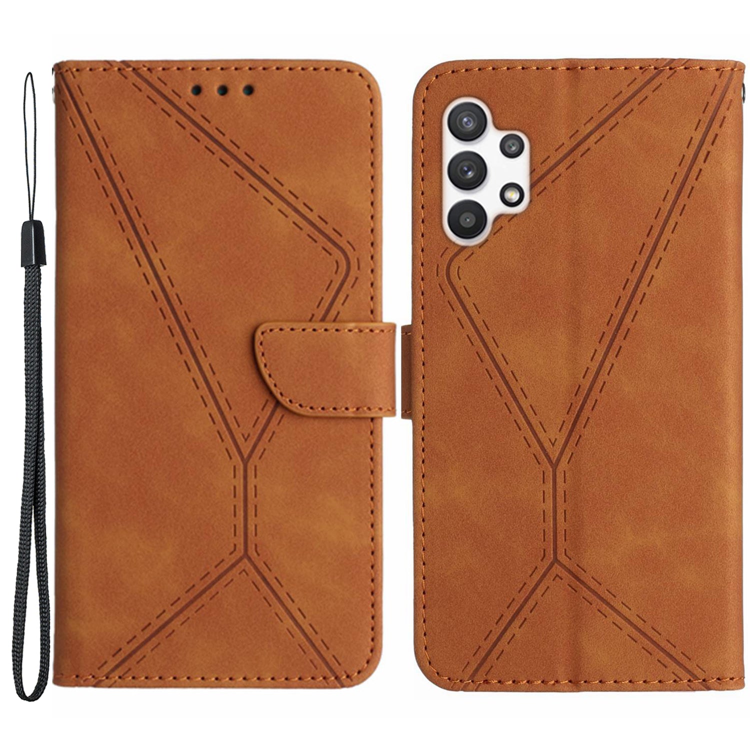 HT05 For Samsung Galaxy A13 4G Phone Leather Case Imprinted Line Wallet Stand Phone Cover