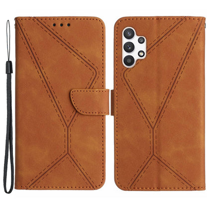 HT05 For Samsung Galaxy A13 4G Phone Leather Case Imprinted Line Wallet Stand Phone Cover
