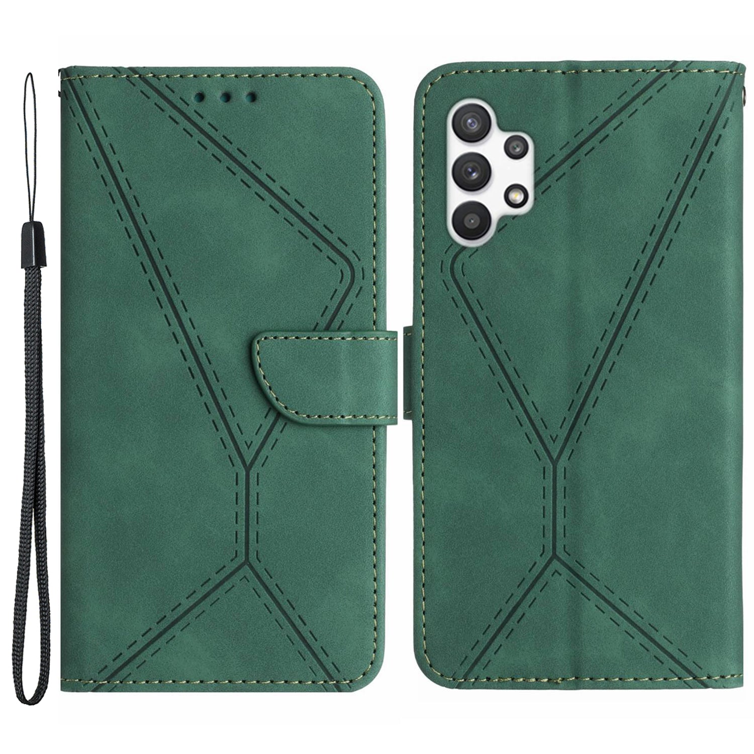 HT05 For Samsung Galaxy A13 4G Phone Leather Case Imprinted Line Wallet Stand Phone Cover